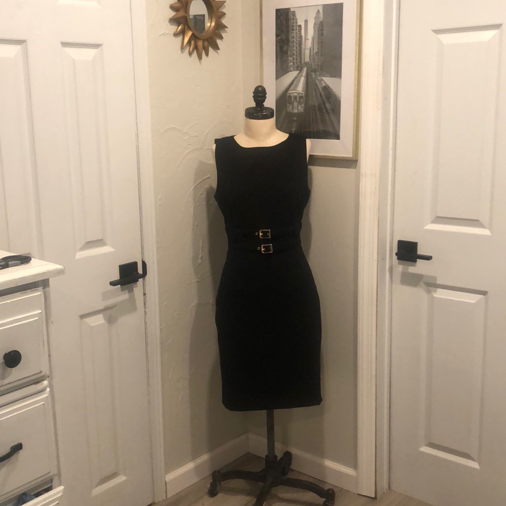 Calvin Klein/ black buckle dress/ size 8